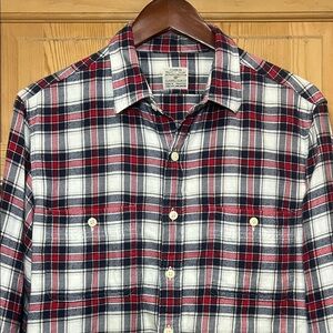 J. Crew Red and Black Plaid Button Down Shirt Slim Fit Sz M